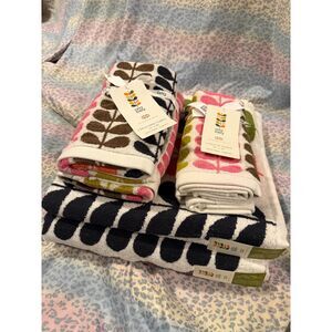 Orla Kiely Multi Stem RARE Towel Set Bath Hand Tip Towels BNWT UK designer
